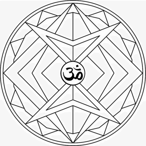 Geometric Mandala With Om Symbol Coloring Page